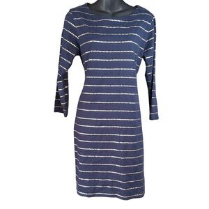 Joules Riviera Sheath Dress in a navy blue star stripe pattern size 10